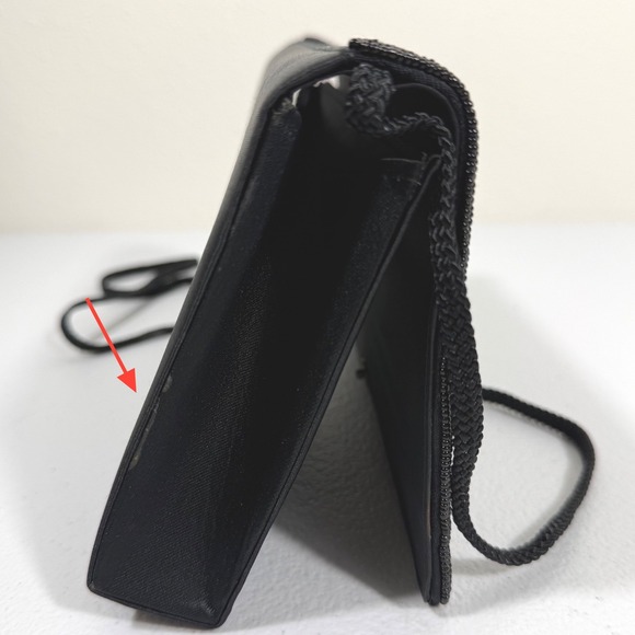 La Royale Ltd VTG Beaded Clutch Purse Black Satiny Formal Wedding Evening Bag - Picture 4 of 9